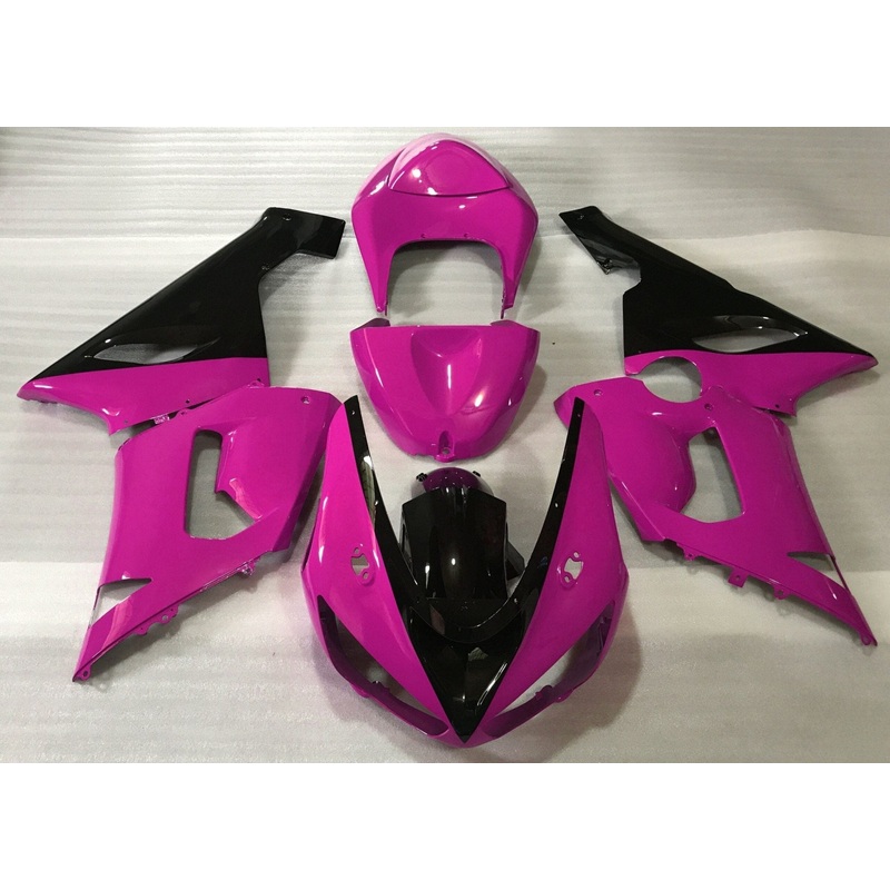 Fairing kit for a Kawasaki ZX6R 636 (2005-2006) Pink & Black Clear Windscreen: Free No Seat Cowl No Bolt Kit