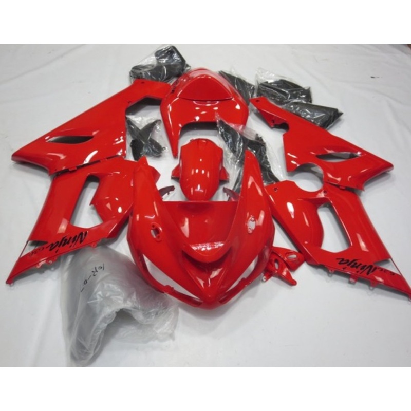 Fairing Kit for a Kawasaki ZX6R 636 (2005-2006) Red Clear Windscreen: Free No Seat Cowl No Bolt Kit