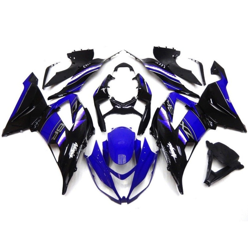 Fairing kit for a Kawasaki ZX6R 636 (2013-2018) Blue Gloss, Black, White Clear Windscreen: Free No Seat Cowl No Bolt Kit