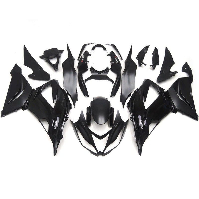Fairing kit for a Kawasaki ZX6R 636 (2013-2018) Gloss Black & Matte Black Clear Windscreen: Free No Seat Cowl No Bolt Kit