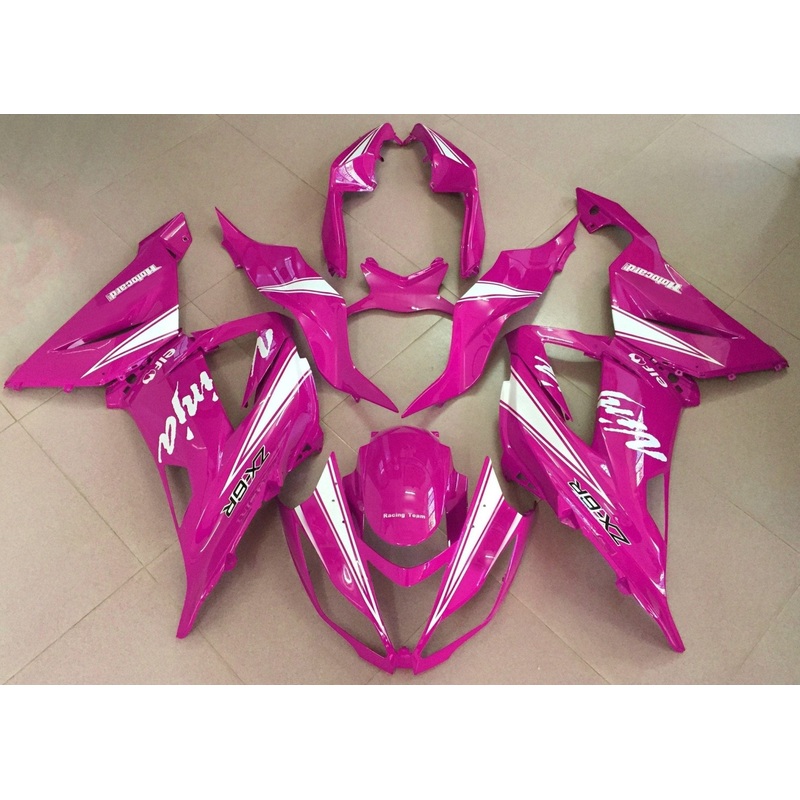 Fairing kit for a Kawasaki ZX6R 636 (2013-2018) Pink & White Clear Windscreen: Free No Seat Cowl No Bolt Kit