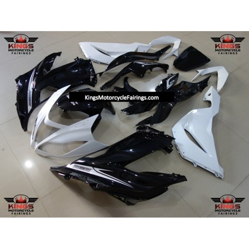 Fairing kit for a Kawasaki ZX6R 636 (2013-2018) White Gloss, Black Clear Windscreen: Free No Seat Cowl No Bolt Kit
