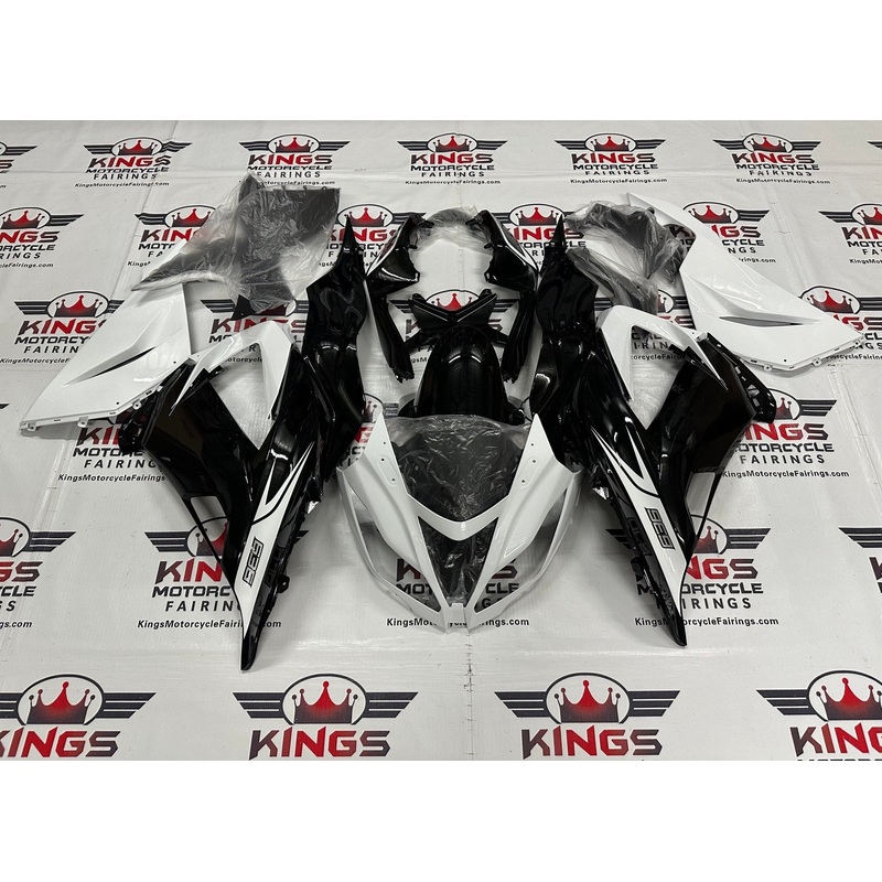 Fairings for Kawasaki ZX6R 636 (2013-2018) Black, White Clear Windscreen: Free No Seat Cowl No Bolt Kit