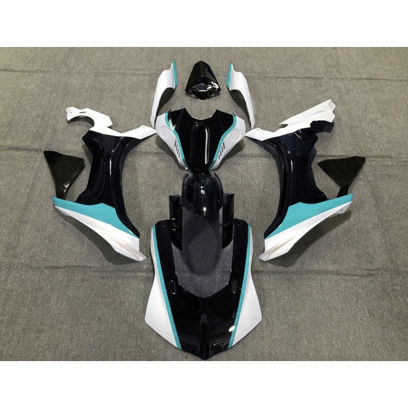Yamaha YZF-R1 (2015-2019) Black, White & Teal Blue Fairings No Seat Cowl No Bolt Kit No Tank