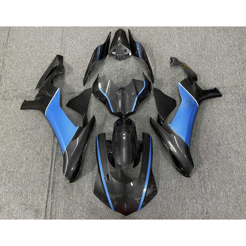 Yamaha YZF-R1 (2015-2019) Faux Carbon Fiber & Light Blue Fairings No Seat Cowl No Bolt Kit No Tank