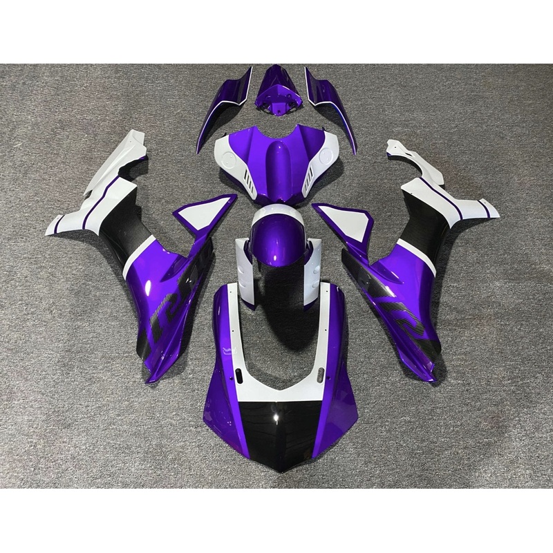 Yamaha YZF-R1 (2015-2019) Purple, White & Faux Carbon Fiber Fairings No Seat Cowl No Bolt Kit No Tank