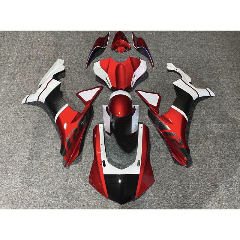 Yamaha YZF-R1 (2015-2019) Red, White & Faux Carbon Fiber Fairings No Seat Cowl No Bolt Kit No Tank