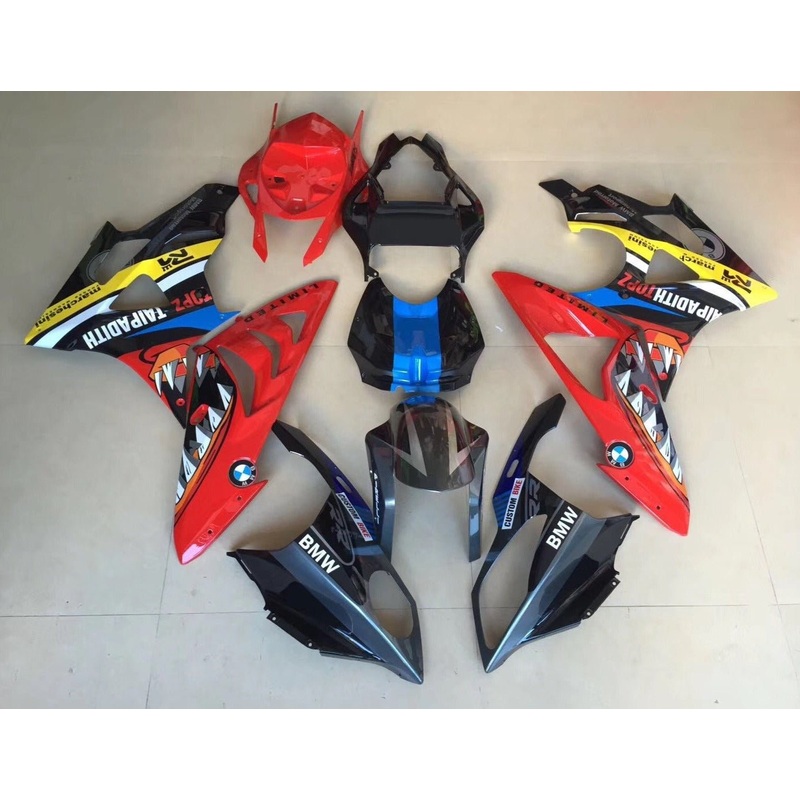 BMW S1000RR (2009-2014) Black & Red Shark Fairings No Seat Cowl No Bolt Kit No Tank