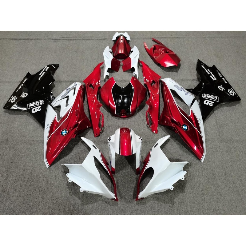BMW S1000RR (2009-2014) Candy Red, White & Black Fairings No Seat Cowl No Bolt Kit No Tank