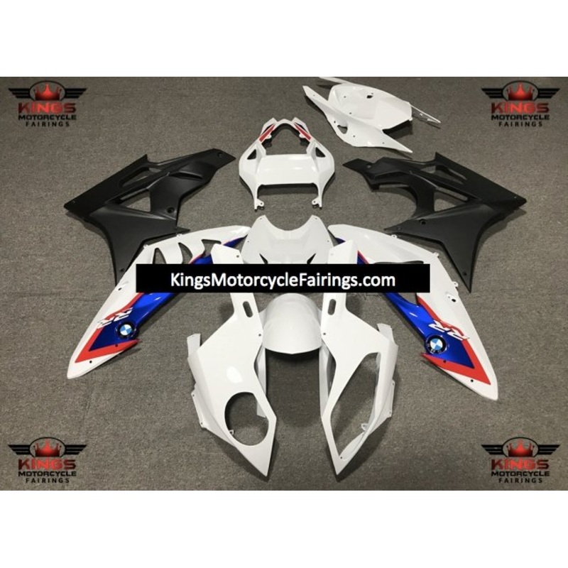 BMW S1000RR (2009-2014) White, Blue, Red & Matte Black Fairings No Seat Cowl No Bolt Kit No Tank