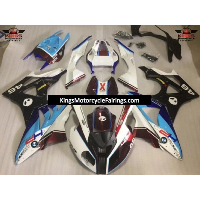 BMW S1000RR (2009-2014) White, Light Blue, Black & Blue HP Fairings No Seat Cowl No Bolt Kit No Tank