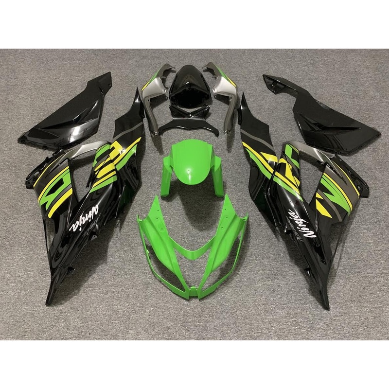 Fairing kit for a Kawasaki ZX6R 636 (2013-2018) Black, Green, Yellow, Gray Clear Windscreen: Free No Seat Cowl No Bolt Kit