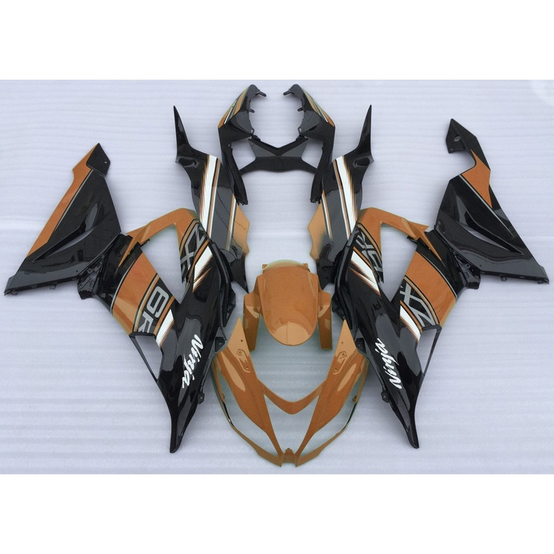 Fairing kit for a Kawasaki ZX6R 636 (2013-2018) Orange, Black, White & Gray Clear Windscreen: Free No Seat Cowl No Bolt Kit