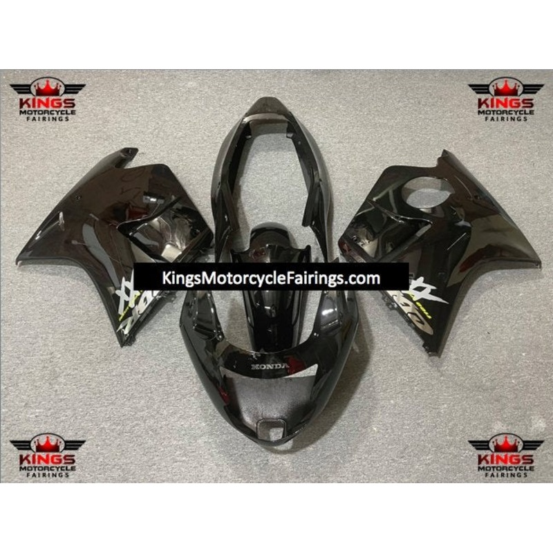 HONDA CBR1100XX Super Blackbird (1996-2007) BLACK, CHROME & YELLOW FAIRINGS Clear Windscreen: Free No Bolt Kit No Tank