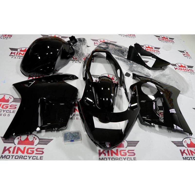 HONDA CBR1100XX Super Blackbird (1996-2007) Black Fairings Clear Windscreen: Free No Bolt Kit No Tank