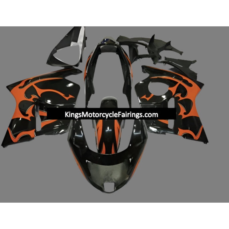 HONDA CBR1100XX Super Blackbird (1996-2007) Black, Orange, Tribal Fairings Clear Windscreen: Free No Bolt Kit No Tank