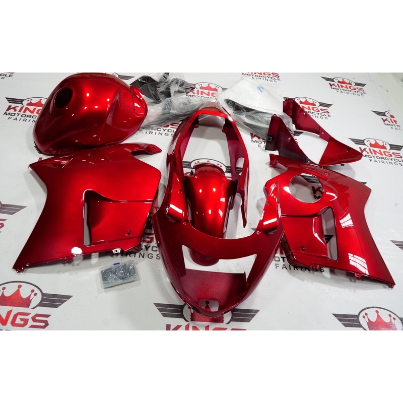 HONDA CBR1100XX Super Blackbird (1996-2007) Candy Red Fairings Clear Windscreen: Free No Bolt Kit No Tank