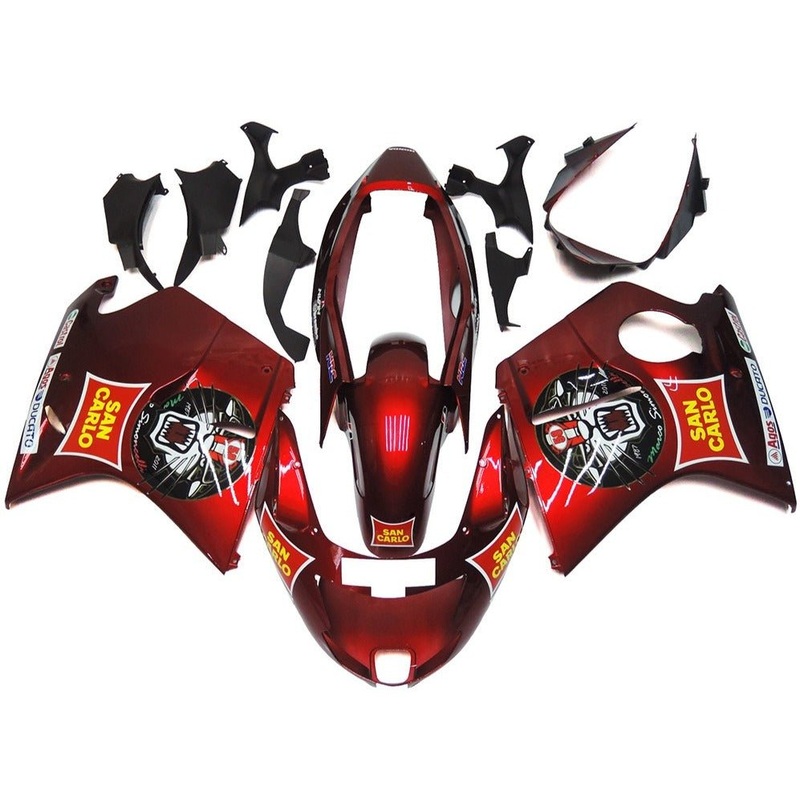 HONDA CBR1100XX Super Blackbird (1996-2007) Red San Carlo Fairings Clear Windscreen: Free No Bolt Kit No Tank