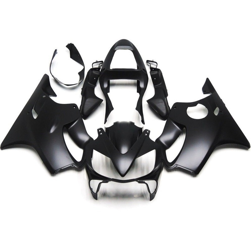 Honda CBR600F4i (2001-2003) All Matte Black Fairings Clear Windscreen: Free No Bolt Kit No Tank
