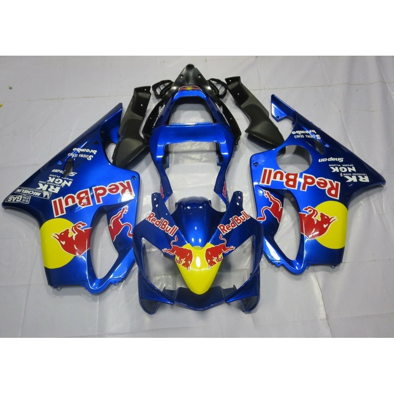 Honda CBR600F4i (2001-2003) Blue, Red & Yellow RedBull Fairings Clear Windscreen: Free No Bolt Kit No Tank