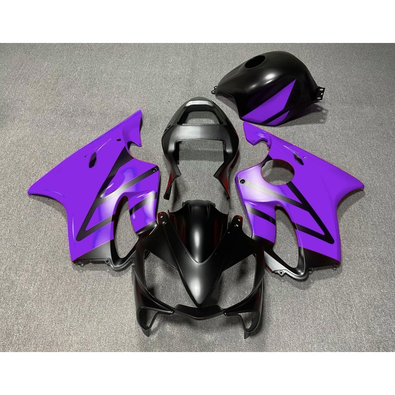 Honda CBR600F4i (2001-2003) Matte Black & Purple Fairings Clear Windscreen: Free No Bolt Kit No Tank