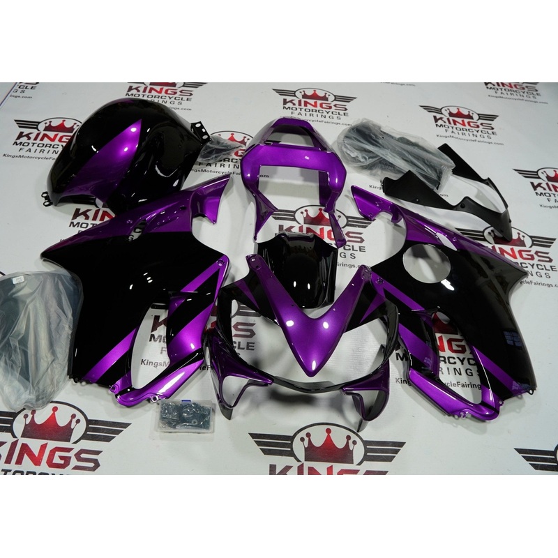 Honda CBR600F4i (2001-2003) Purple & Black Fairings Clear Windscreen: Free No Bolt Kit No Tank
