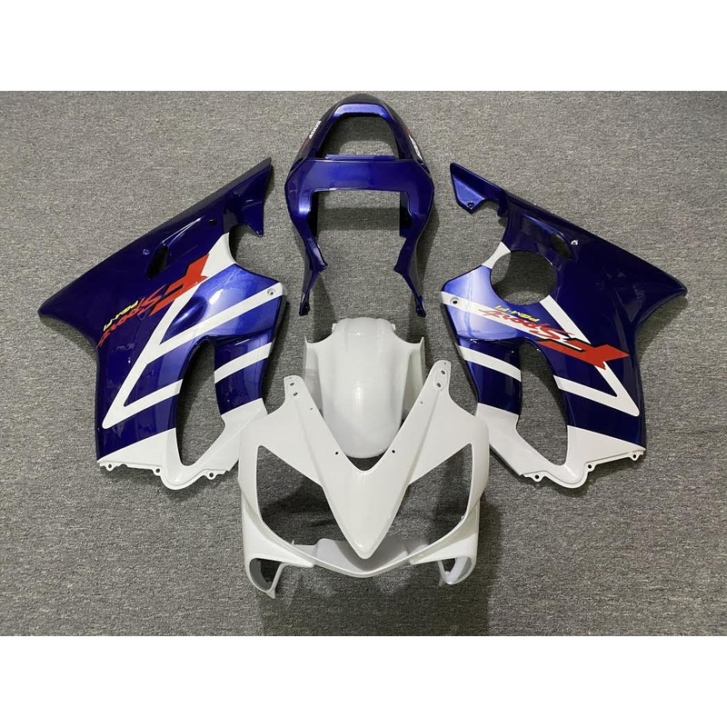 Honda CBR600F4i (2001-2003) White, Blue & Red Fairings Clear Windscreen: Free No Bolt Kit No Tank