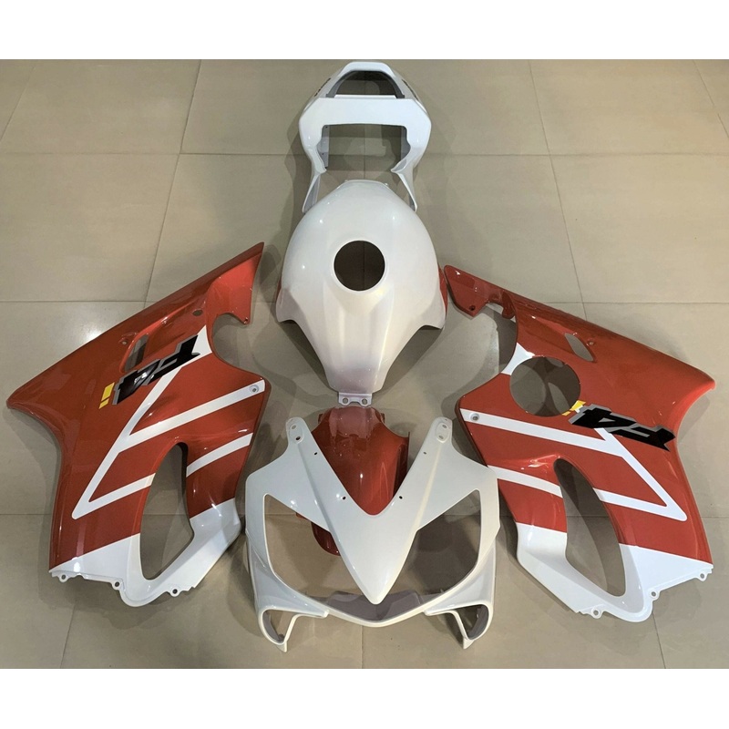 Honda CBR600F4i (2001-2003) White & Orange Fairings Clear Windscreen: Free No Bolt Kit No Tank