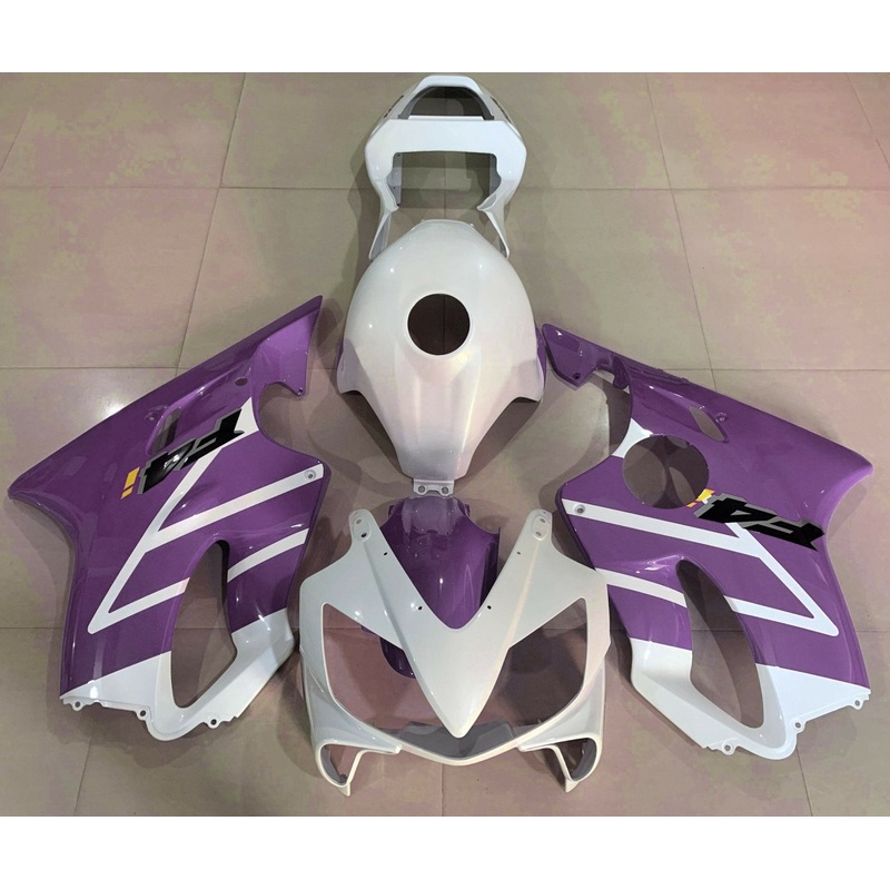 Honda CBR600F4i (2001-2003) White & Purple Fairings Clear Windscreen: Free No Bolt Kit No Tank