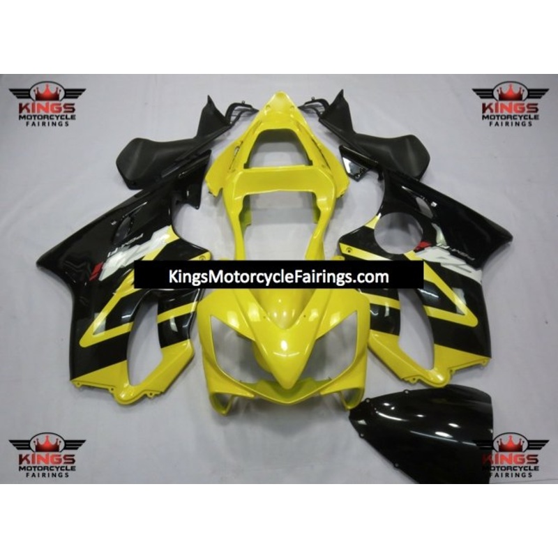 Honda CBR600F4i (2001-2003) Yellow, Black & White Fairings Clear Windscreen: Free No Bolt Kit No Tank