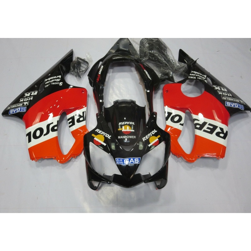 Honda CBR600F4i (2004-2007) Black, Orange, Red & White Repsol Fairings Clear Windscreen: Free No Bolt Kit No Tank