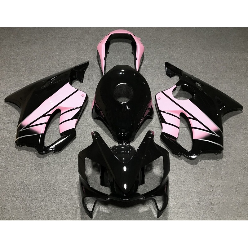 Honda CBR600F4i (2004-2007) Black & Pink Fairings Clear Windscreen: Free No Bolt Kit No Tank