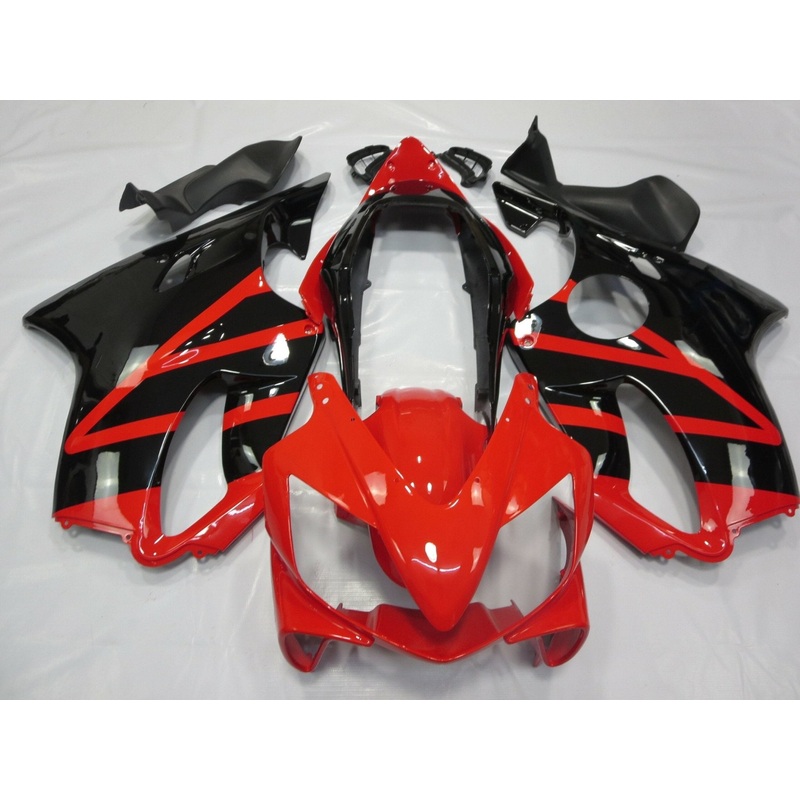 Honda CBR600F4i (2004-2007) Red, Black, Stripe Fairings Clear Windscreen: Free No Bolt Kit No Tank