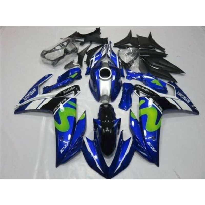 Yamaha YZF-R3 (2015-2018) Blue, Green, White & Black Movistar Fairings No Seat Cowl No Bolt Kit No Tank Cover