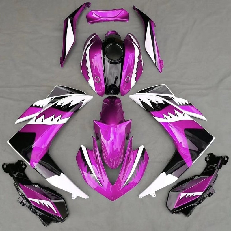 Yamaha YZF-R3 (2015-2018) Pink, Black & White Shark Teeth Fairings No Seat Cowl No Bolt Kit No Tank Cover