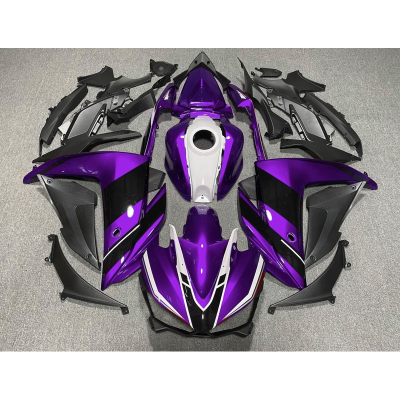 Yamaha YZF-R3 (2015-2018) Purple, Black, White Fairings No Seat Cowl No Bolt Kit No Tank Cover
