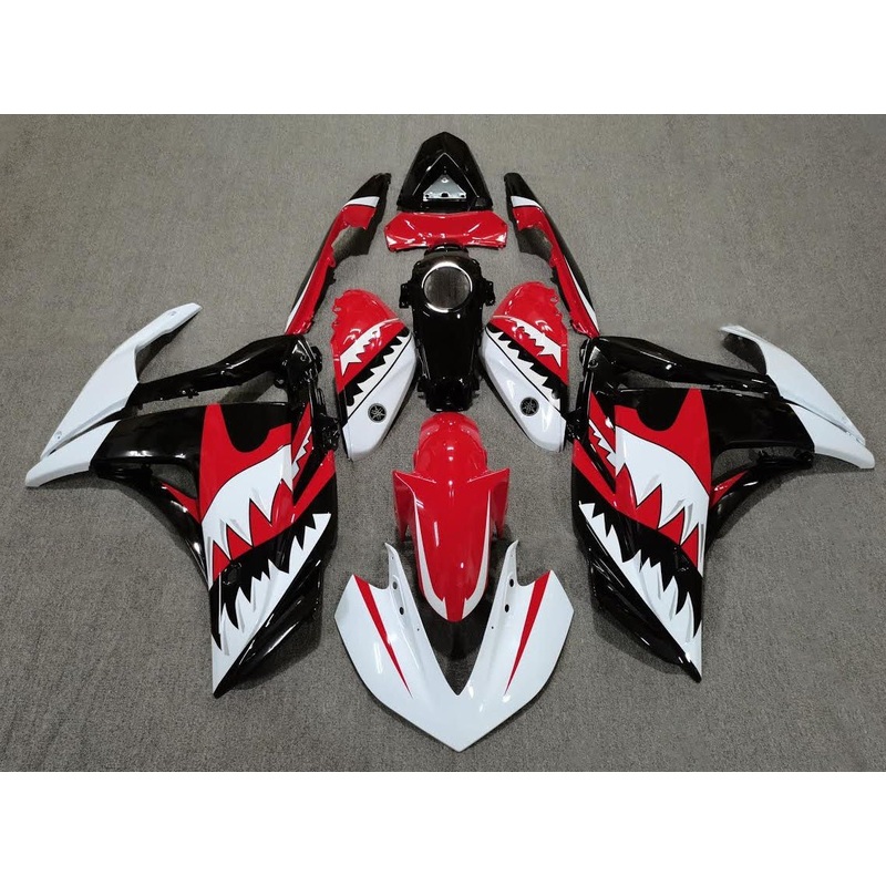 Yamaha YZF-R3 (2015-2018) Red, Black & White Shark Teeth Fairings No Seat Cowl No Bolt Kit No Tank Cover