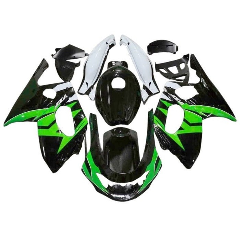 YAMAHA YZF600R (1998-2007) BLACK, GREEN & WHITE FAIRINGS Clear Windscreen: Free No Bolt Kit No Tank Cover