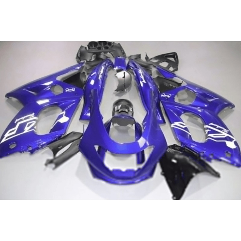 YAMAHA YZF600R (1998-2007) Blue Gloss, White Fairings Clear Windscreen: Free No Bolt Kit No Tank Cover