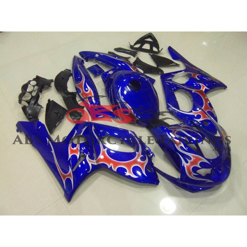 YAMAHA YZF600R (1998-2007) BLUE & RED TRIBAL FAIRINGS Clear Windscreen: Free No Bolt Kit No Tank Cover