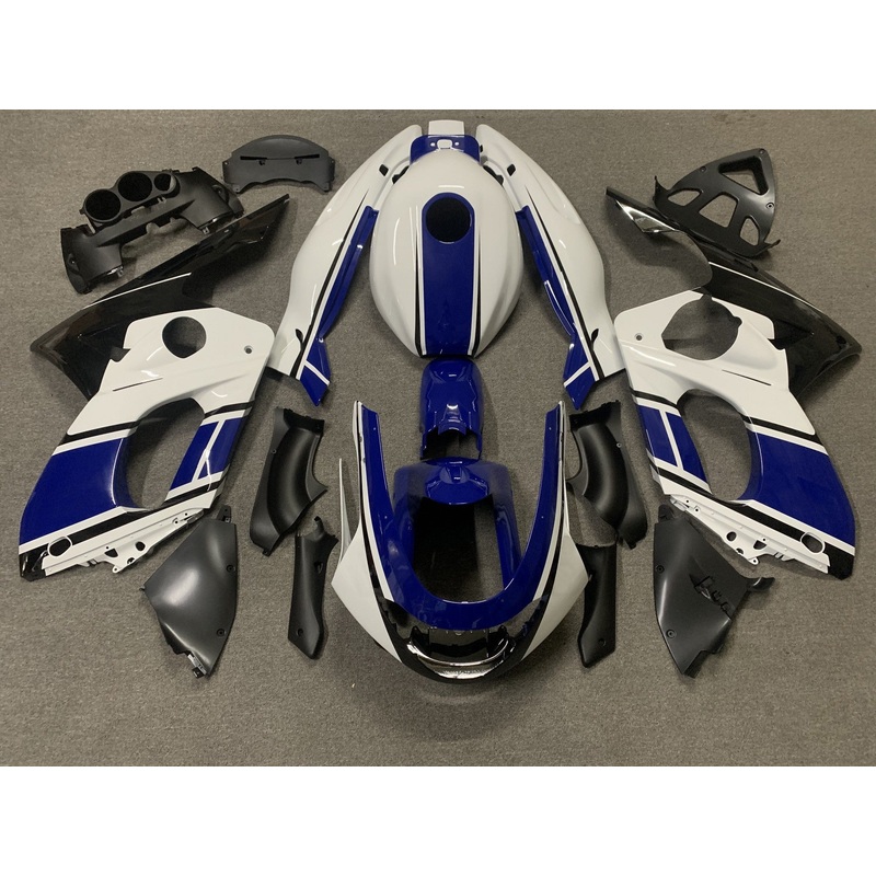 YAMAHA YZF600R (1998-2007) WHITE, DARK BLUE & BLACK FAIRINGS Clear Windscreen: Free No Bolt Kit No Tank Cover