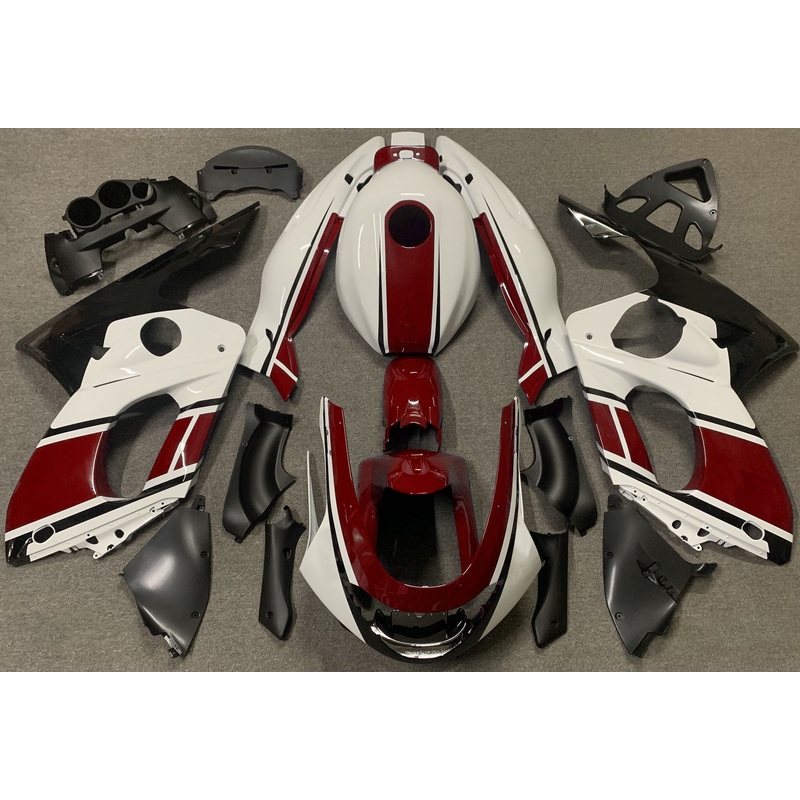 YAMAHA YZF600R (1998-2007) WHITE, DARK RED & BLACK FAIRINGS Clear Windscreen: Free No Bolt Kit No Tank Cover