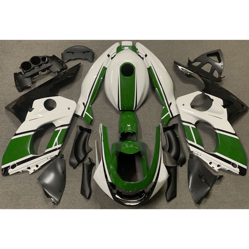YAMAHA YZF600R (1998-2007) WHITE, GREEN & BLACK FAIRINGS Clear Windscreen: Free No Bolt Kit No Tank Cover
