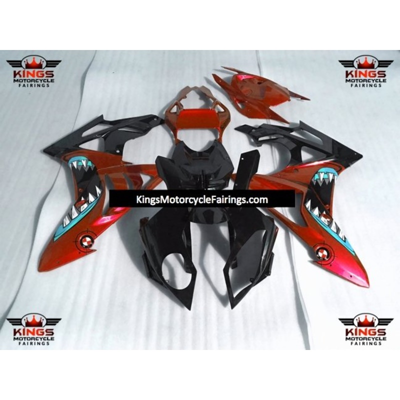 BMW S1000RR (2009-2014) Candy Red, Black Shark Fairings No Seat Cowl No Bolt Kit No Tank