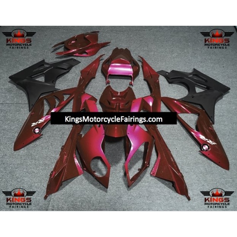 BMW S1000RR (2009-2014) Dark Red, Matte Black Fairings No Seat Cowl No Bolt Kit No Tank