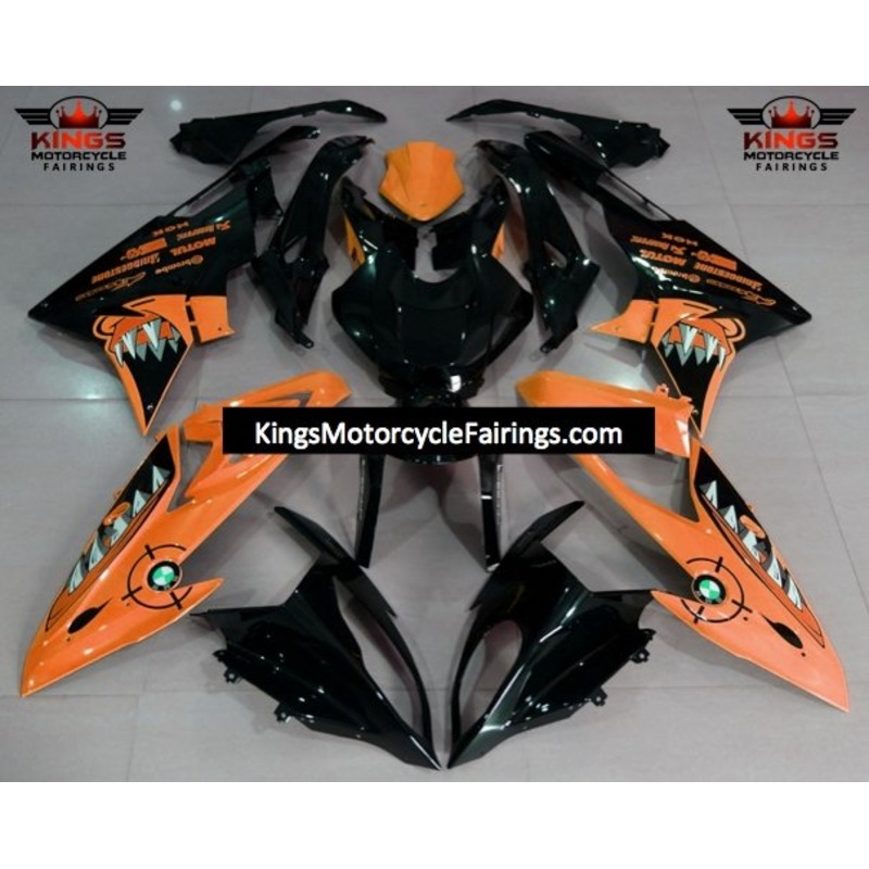 BMW S1000RR (2009-2014) Orange & Black Shark Fairings No Seat Cowl No Bolt Kit No Tank
