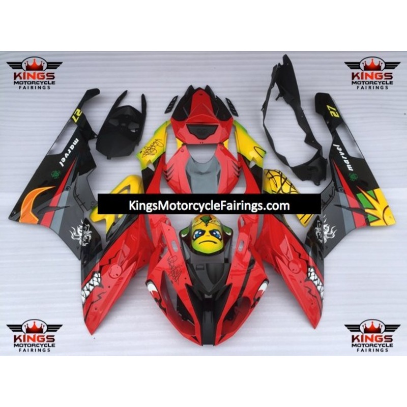 BMW S1000RR (2009-2014) Red, Black & Yellow Creature Fairings No Seat Cowl No Bolt Kit No Tank