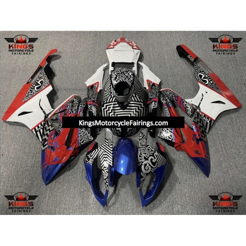 BMW S1000RR (2009-2014) White, Black, Blue & Red Bull Pattern Fairings No Seat Cowl No Bolt Kit No Tank