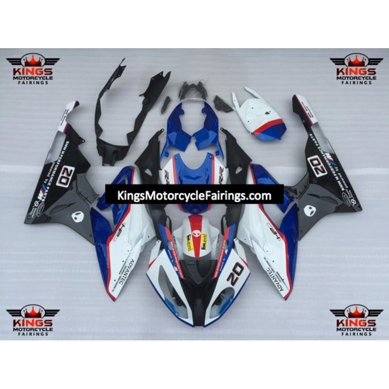 BMW S1000RR (2009-2014) White, Blue, Black & Red #20 Fairings No Seat Cowl No Bolt Kit No Tank