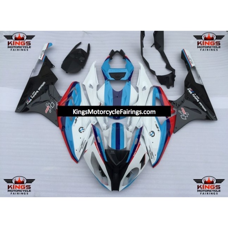 BMW S1000RR (2009-2014) White, Light Blue, Black, Red & Blue Fairings No Seat Cowl No Bolt Kit No Tank